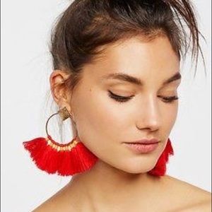 Free People yellow fringe hoops